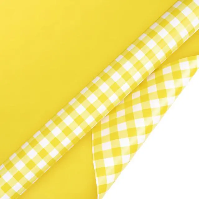 Alt view image 2 of 6 - WRAPAHOLIC Reversible Wrapping Paper - Mini Roll - 17 Inch X 33 Feet - Yellow and White Plaid Design for Birthday, Holiday, Wedding, Baby Shower
