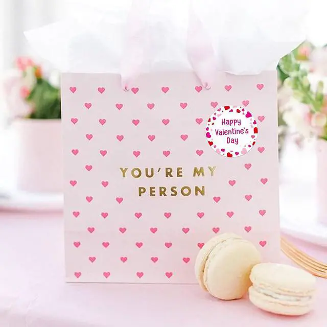 Alt view image 5 of 7 - G2PLUS 60Pcs Happy Valentine's Day Stickers - Pink Valentines Day Gift Stickers 2 Inch Round Valentine Label Sticker for Gift Wrap, Party Favor Decorations
