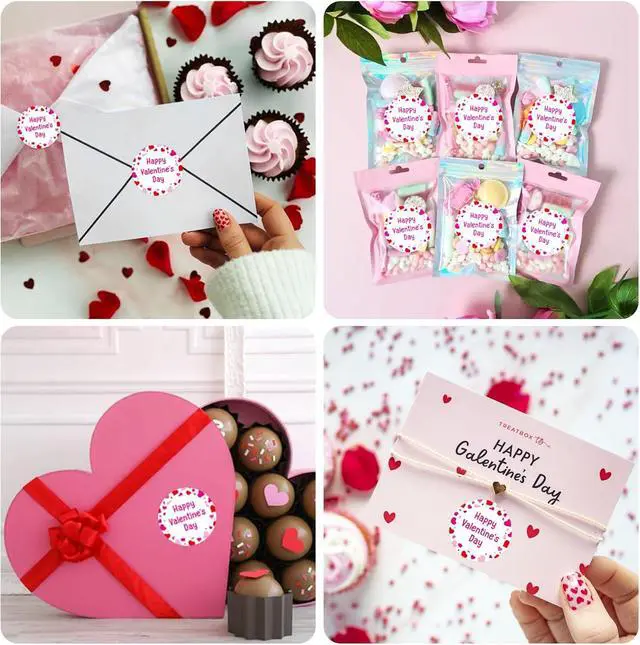 Alt view image 7 of 7 - G2PLUS 60Pcs Happy Valentine's Day Stickers - Pink Valentines Day Gift Stickers 2 Inch Round Valentine Label Sticker for Gift Wrap, Party Favor Decorations