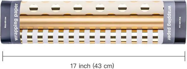 Alt view image 3 of 7 - WRAPAHOLIC Gold Wrapping Paper Roll - Mini Roll - 3 Rolls - 17 Inch X 120 Inch Per Roll - Gold Foil Birthday Wrapping Paper for Wedding, Christmas, Party, Baby Shower