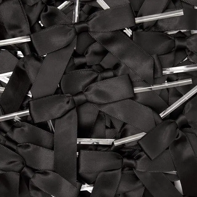 Alt view image 4 of 7 - Juvale Gift Bows with Twist Ties - Mini Bows for Crafts & Wrapping - Pre-Tied Satin Polyester Ribbon for Treat Bags & Balloons - 3-Inch, Black, 100 Pack