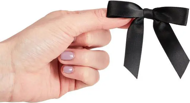Alt view image 5 of 7 - Juvale Gift Bows with Twist Ties - Mini Bows for Crafts & Wrapping - Pre-Tied Satin Polyester Ribbon for Treat Bags & Balloons - 3-Inch, Black, 100 Pack