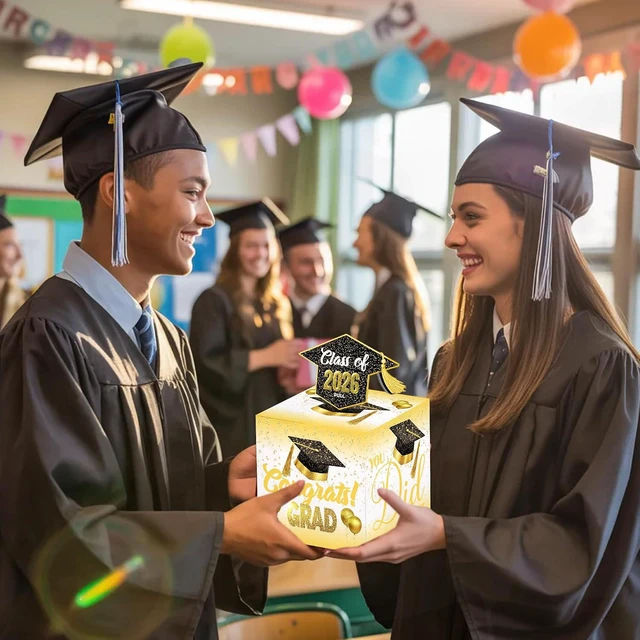 Alt view image 5 of 7 - Fufflomi Class of 2026 Graduation Money Pull Box for Cash Gifts, Congrats Grad Money Box for Graduation Decorations, Yellow