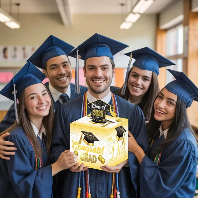 Alt view image 4 of 7 - Fufflomi Class of 2026 Graduation Money Pull Box for Cash Gifts, Congrats Grad Money Box for Graduation Decorations, Yellow