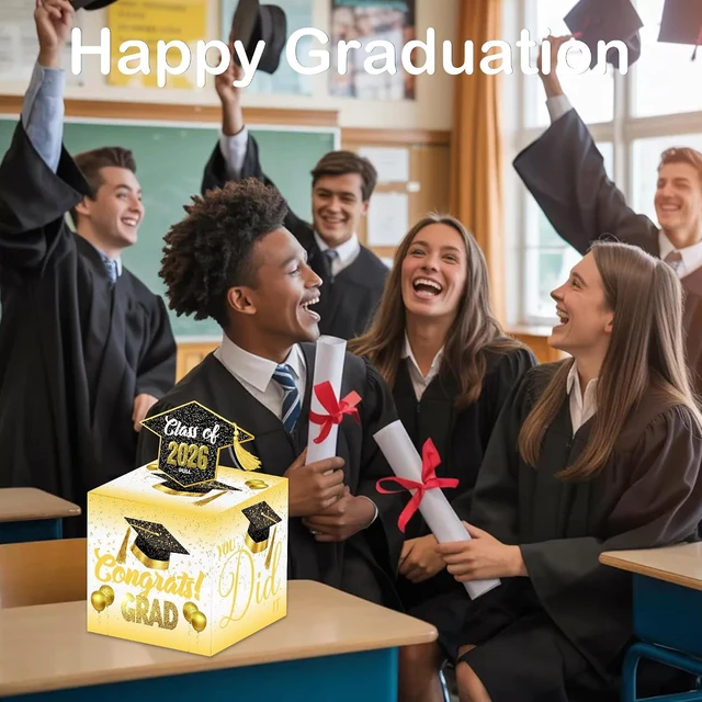Alt view image 2 of 7 - Fufflomi Class of 2026 Graduation Money Pull Box for Cash Gifts, Congrats Grad Money Box for Graduation Decorations, Yellow