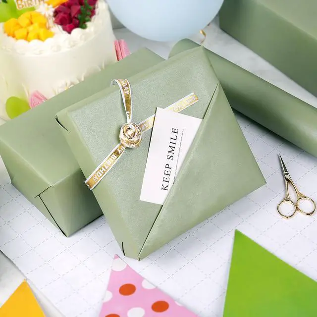 Alt view image 4 of 7 - Sage Green Wrapping Paper Roll, Solid Color Matte Green Gift Wrap Paper - Pearlescent Lustre, Gift Wrapping Paper for Birthday Baby Shower Wedding Christmas Holiday and All Occasions, 17Inch×33Feet