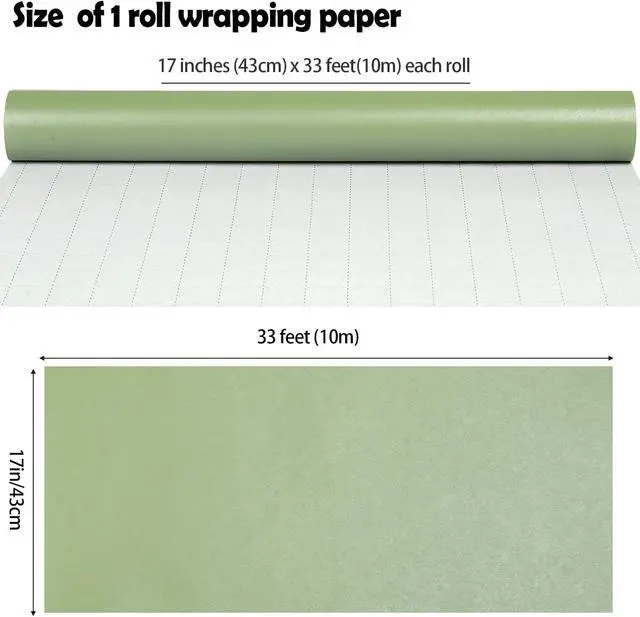 Alt view image 5 of 7 - Sage Green Wrapping Paper Roll, Solid Color Matte Green Gift Wrap Paper - Pearlescent Lustre, Gift Wrapping Paper for Birthday Baby Shower Wedding Christmas Holiday and All Occasions, 17Inch×33Feet