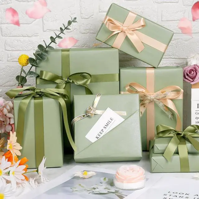 Alt view image 3 of 7 - Sage Green Wrapping Paper Roll, Solid Color Matte Green Gift Wrap Paper - Pearlescent Lustre, Gift Wrapping Paper for Birthday Baby Shower Wedding Christmas Holiday and All Occasions, 17Inch×33Feet