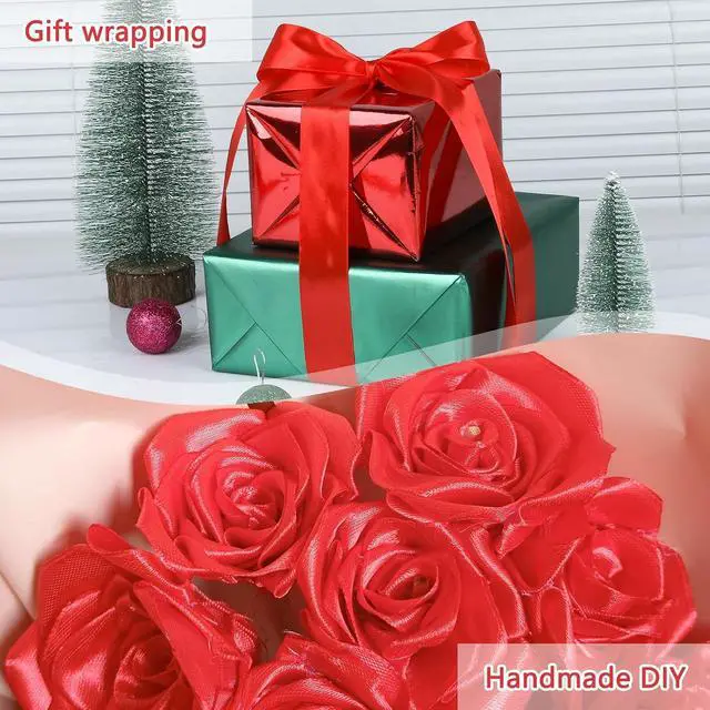 Alt view image 6 of 7 - 100 Yards Ribbon,1-1/2 Inch Red Satin Ribbon,Single Face Satin Ribbons