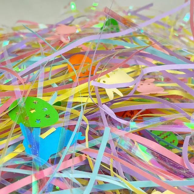 Alt view image 4 of 7 - Easter Grass Basket Filler, 200g Shred Craft Paper with Confetti for Easter Basket Filler Party Decor, Gift Box Filler (7oz)