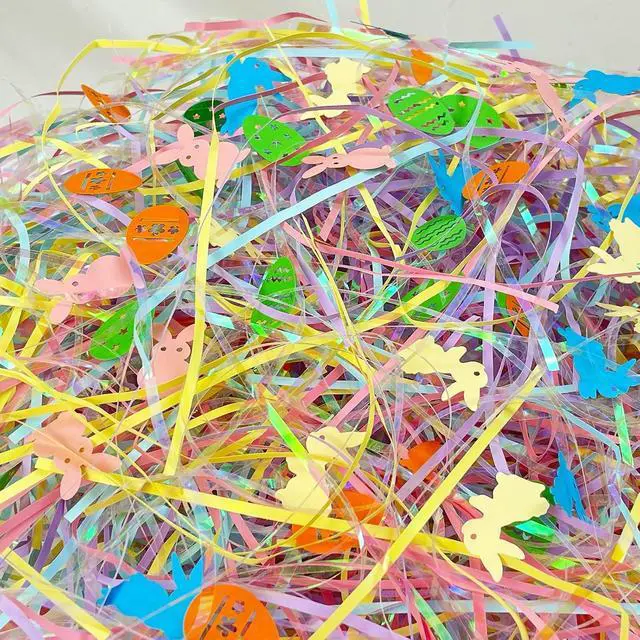Alt view image 3 of 7 - Easter Grass Basket Filler, 200g Shred Craft Paper with Confetti for Easter Basket Filler Party Decor, Gift Box Filler (7oz)