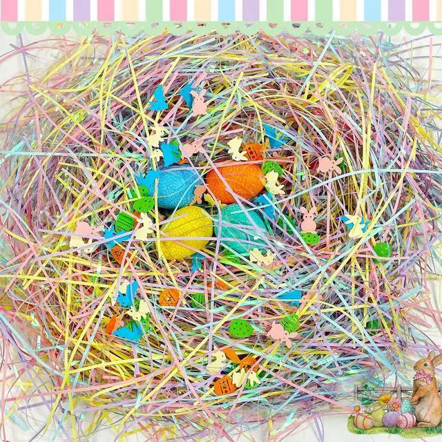 Alt view image 2 of 7 - Easter Grass Basket Filler, 200g Shred Craft Paper with Confetti for Easter Basket Filler Party Decor, Gift Box Filler (7oz)