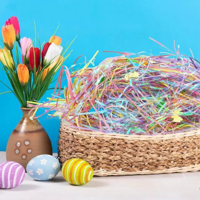 Alt view image 7 of 7 - Easter Grass Basket Filler, 200g Shred Craft Paper with Confetti for Easter Basket Filler Party Decor, Gift Box Filler (7oz)