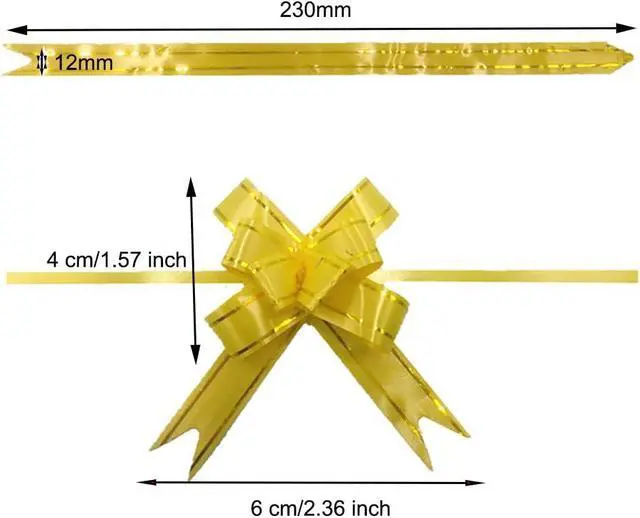 Alt view image 2 of 2 - EORTA 100 Pieces Gift Pull Bows Present/Flower/Basket Wrapping Decoration Glittering Bowknot with Ribbons Strings for Crafts Christmas Valentine's Day Festival Wedding Birthday Party, White