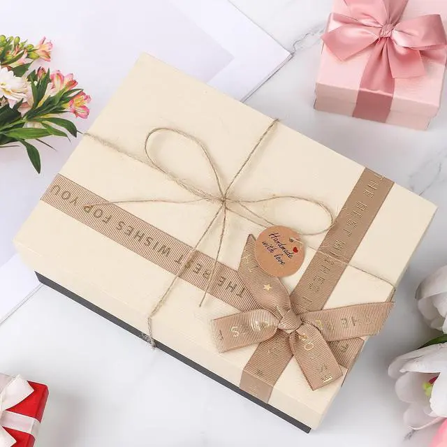 Alt view image 6 of 7 - 100Pcs Handmade with Love Tags Paper Hanging Tags with String 1.2 Round Brown Gift Labels with 66 ft String Personalized Handmade Tags for Crafts Candle Tins Wedding Birthday Party Favors