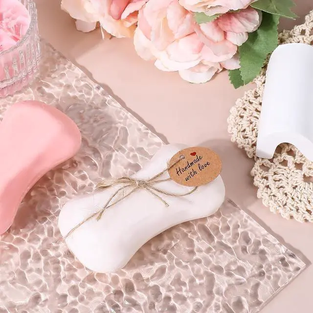 Alt view image 5 of 7 - 100Pcs Handmade with Love Tags Paper Hanging Tags with String 1.2 Round Brown Gift Labels with 66 ft String Personalized Handmade Tags for Crafts Candle Tins Wedding Birthday Party Favors