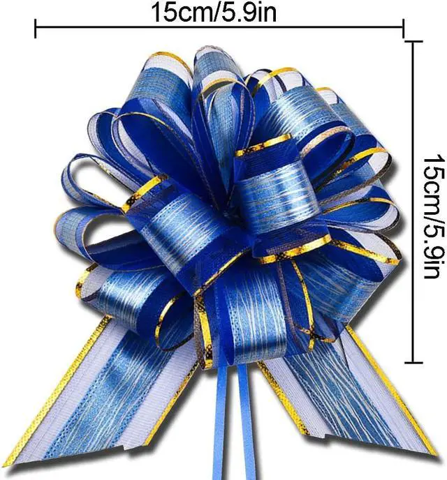 Alt view image 3 of 6 - 6 PCS Large Pull Bows, Gift Wrapping Bows, Gift Wrapping Ribbon Pull Bows Gift Bows for Wedding, Birthday, Christmas, Valentine's Day, Gift Baskets, Party, Presents Decor, Holiday Decor (Blue)