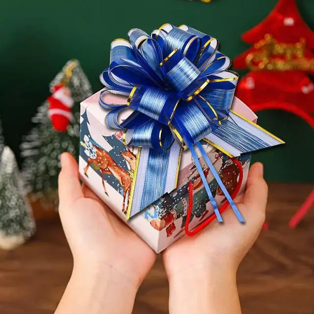 Alt view image 5 of 6 - 6 PCS Large Pull Bows, Gift Wrapping Bows, Gift Wrapping Ribbon Pull Bows Gift Bows for Wedding, Birthday, Christmas, Valentine's Day, Gift Baskets, Party, Presents Decor, Holiday Decor (Blue)