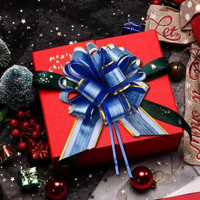 Alt view image 6 of 6 - 6 PCS Large Pull Bows, Gift Wrapping Bows, Gift Wrapping Ribbon Pull Bows Gift Bows for Wedding, Birthday, Christmas, Valentine's Day, Gift Baskets, Party, Presents Decor, Holiday Decor (Blue)