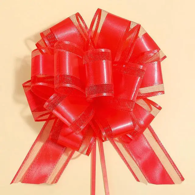 Main image of 6 Pieces Large Pull Bows, 6 inches, Organza, Floral, Red, Wedding, Christmas, Valentine's Day, Special Occasions, Traditional, Gift Wrapping, Party Decoration, Easy to Use