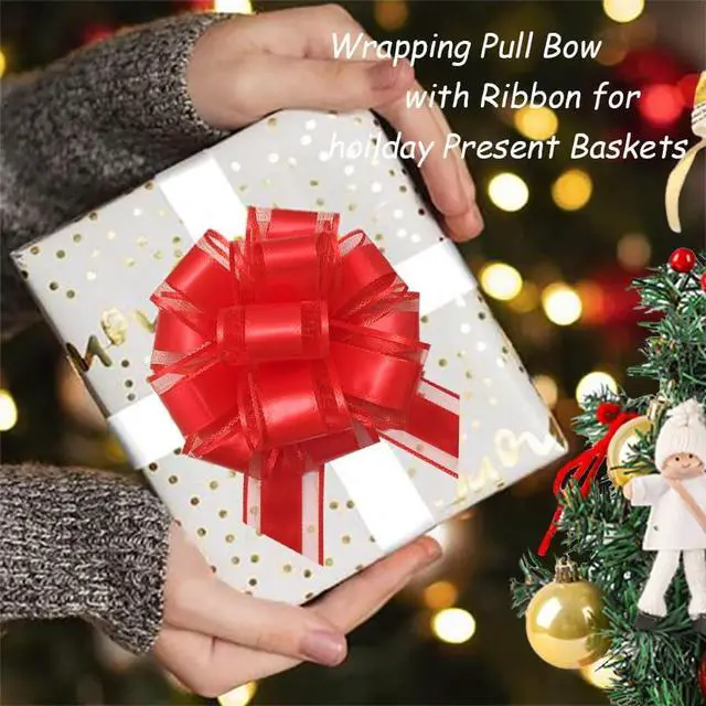 Alt view image 5 of 6 - 6 Pieces Large Pull Bows, 6 inches, Organza, Floral, Red, Wedding, Christmas, Valentine's Day, Special Occasions, Traditional, Gift Wrapping, Party Decoration, Easy to Use