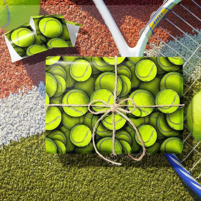 Alt view image 3 of 7 - Vnaaem Tennis Wrapping Paper Roll for Kids Boys Girls - Classic Tennis Ball Design Sports Gift Wrap for Birthday Sports Holiday Parties(Total 28.5 sq.ft)