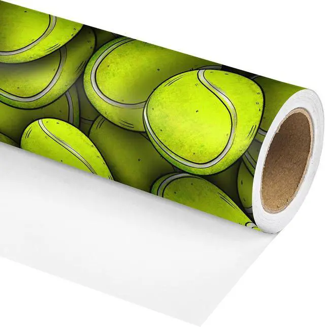 Alt view image 2 of 7 - Vnaaem Tennis Wrapping Paper Roll for Kids Boys Girls - Classic Tennis Ball Design Sports Gift Wrap for Birthday Sports Holiday Parties(Total 28.5 sq.ft)