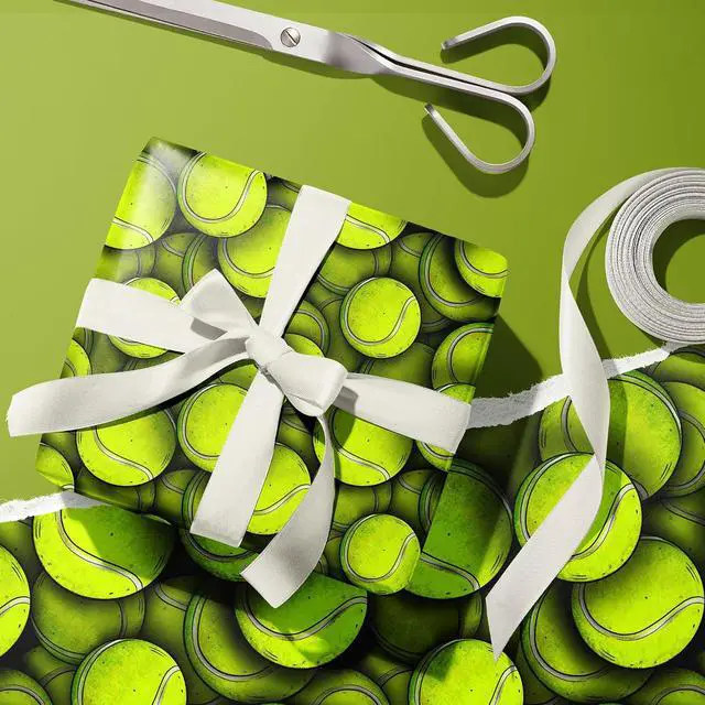 Alt view image 5 of 7 - Vnaaem Tennis Wrapping Paper Roll for Kids Boys Girls - Classic Tennis Ball Design Sports Gift Wrap for Birthday Sports Holiday Parties(Total 28.5 sq.ft)