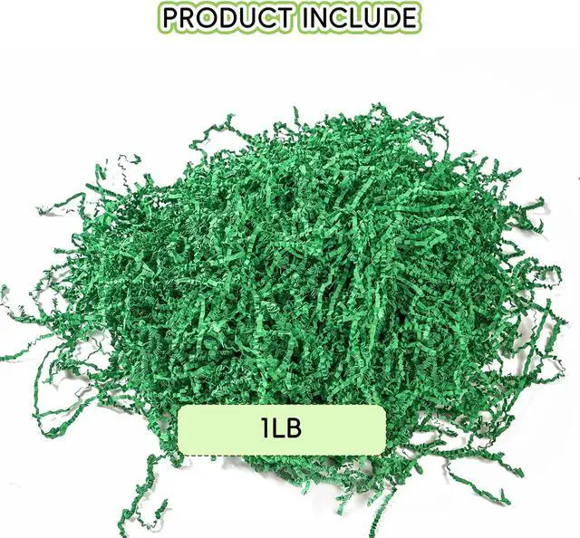 Alt view image 2 of 7 - CIPOWM 16oz Easter Grass Crinkle Cut Paper Shred, Green Raffia Paper Shred Filler Shredded Paper Grass for Gift Wrapping Craft DIY Gift Bag Box Filling Party Supply(Dark Green)