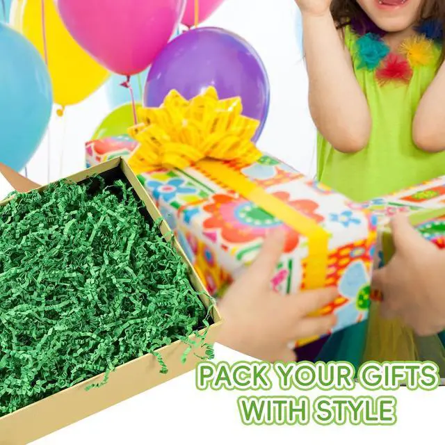 Alt view image 4 of 7 - CIPOWM 16oz Easter Grass Crinkle Cut Paper Shred, Green Raffia Paper Shred Filler Shredded Paper Grass for Gift Wrapping Craft DIY Gift Bag Box Filling Party Supply(Dark Green)