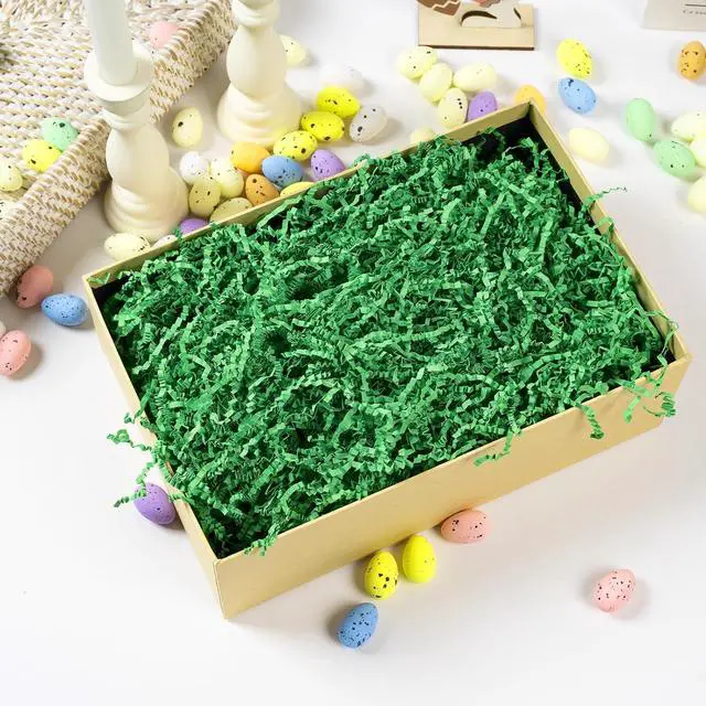 Alt view image 5 of 7 - CIPOWM 16oz Easter Grass Crinkle Cut Paper Shred, Green Raffia Paper Shred Filler Shredded Paper Grass for Gift Wrapping Craft DIY Gift Bag Box Filling Party Supply(Dark Green)
