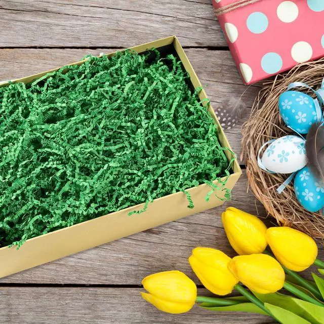 Alt view image 6 of 7 - CIPOWM 16oz Easter Grass Crinkle Cut Paper Shred, Green Raffia Paper Shred Filler Shredded Paper Grass for Gift Wrapping Craft DIY Gift Bag Box Filling Party Supply(Dark Green)