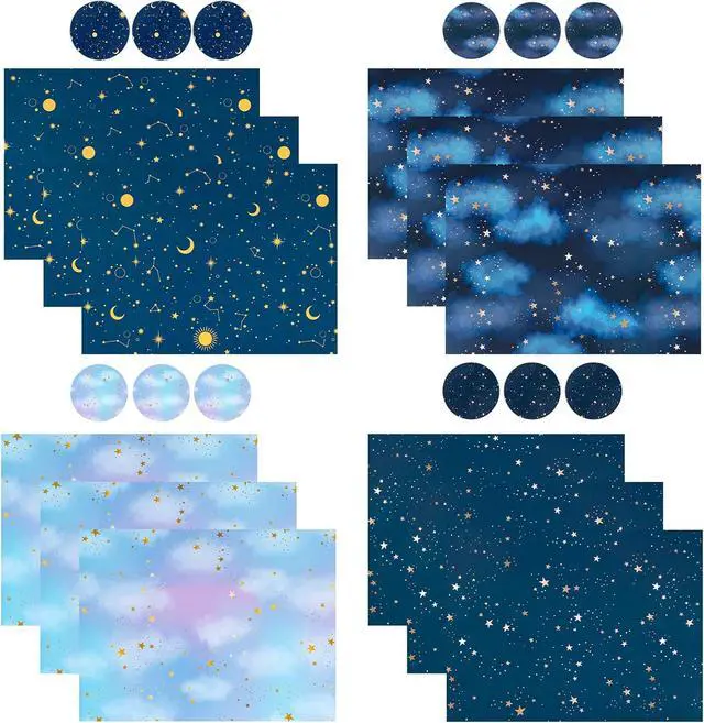 Alt view image 2 of 7 - WRAPAHOLIC Neutral Galaxy Birthday Wrapping Paper Sheet - 12 Sheets Folded Flat with 12 Gift Tags for Birthday, Baby Shower, Father's Day, Christmas - 19.7 Inch X 27.5 Inch Per Sheet