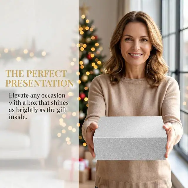 Alt view image 5 of 5 - LumyHavver Elegant Silvery Gift Box Perfect for Commemorative Gifts, Groomsmen Gifts, and All Occasions
