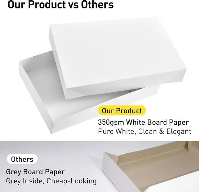 Alt view image 3 of 7 - SUNCOLOR 5 Pack White Gift Boxes with Lids, Assorted Sizes(3 Boxes 14", 2 Boxes 16") Strong Cardboard Shirt Boxes for Christmas, Birthdays, Weddings & Presents