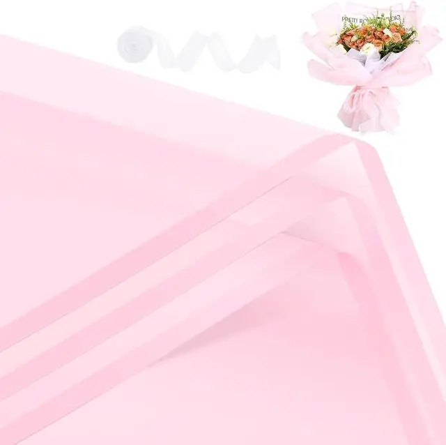 Main image of Rumvan Flower Wrapping Paper, 20 Sheets, Waterproof, Floral Bouquet Design, for Wedding, Birthday Gift, DIY Florist Supplies (Pink colour)