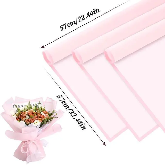 Alt view image 2 of 7 - Rumvan Flower Wrapping Paper, 20 Sheets, Waterproof, Floral Bouquet Design, for Wedding, Birthday Gift, DIY Florist Supplies (Pink colour)