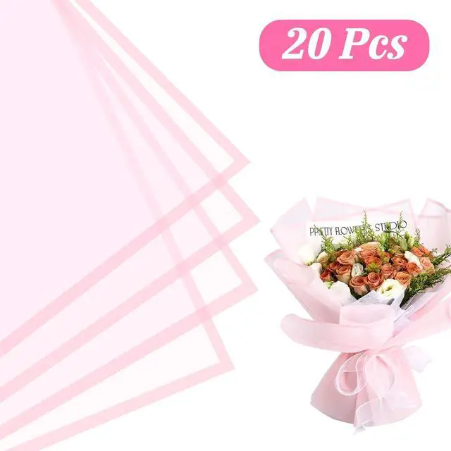 Alt view image 4 of 7 - Rumvan Flower Wrapping Paper, 20 Sheets, Waterproof, Floral Bouquet Design, for Wedding, Birthday Gift, DIY Florist Supplies (Pink colour)