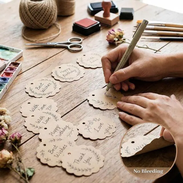 Alt view image 4 of 7 - SallyFashion 100PCS Brown Scalloped Round Gift Tags, 2.4 inches