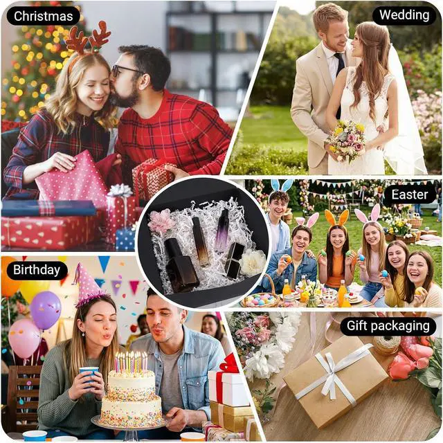 Alt view image 6 of 7 - EUSOAR 1/2 LB White Crinkle Paper Filler, Gift Bag Box Filler Crinkle Cut Shredded Paper, Packing Tissue Raffia Gift Basket Boxes Filling Grass Cushion Stuffers for Birthdays Holidays Decoration