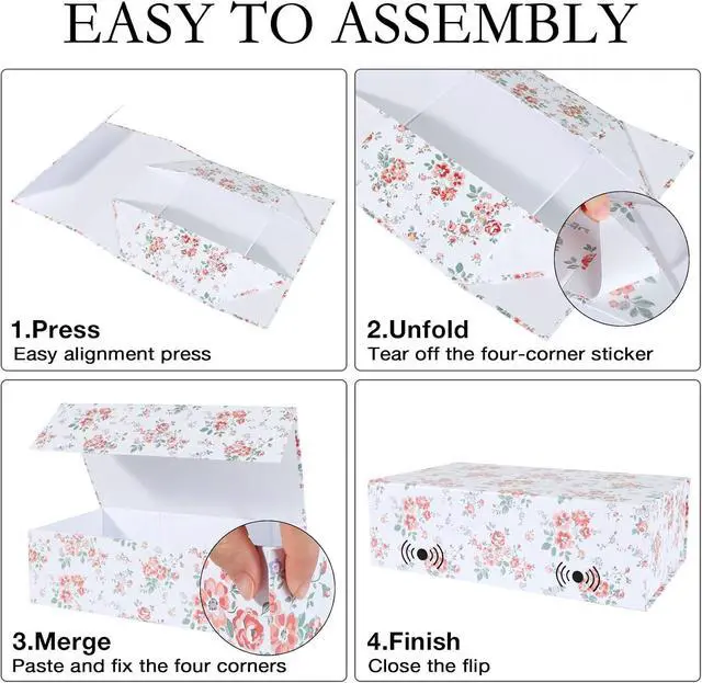 Alt view image 4 of 7 - LFBOX Rose Floral Gift Box with Magnetic Lids 1 Pack