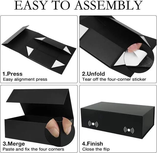 Alt view image 3 of 7 - LFBOX Black Gift Box with Magnetic Lids 1 Pack