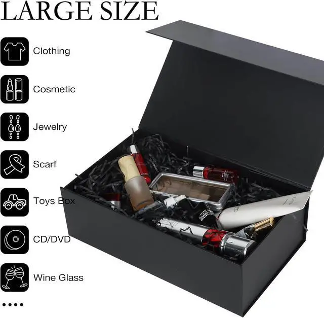 Alt view image 4 of 7 - LFBOX Black Gift Box with Magnetic Lids 1 Pack