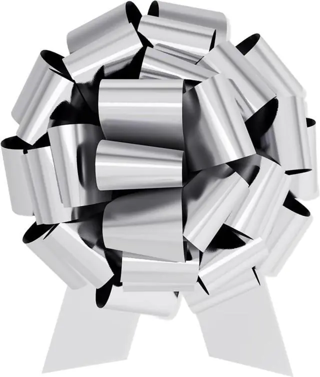 Main image of Large Gift Bow 12" Pull String Bow (Silver, 1XBow)
