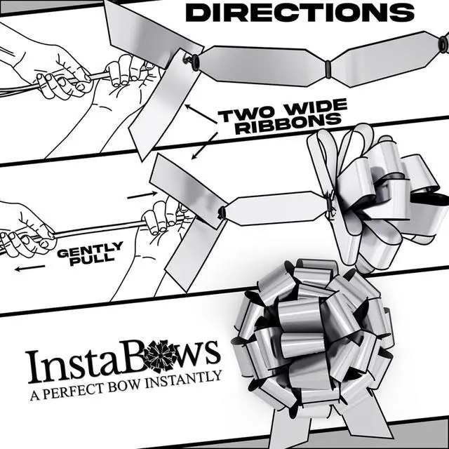 Alt view image 2 of 7 - Large Gift Bow 12" Pull String Bow (Silver, 1XBow)