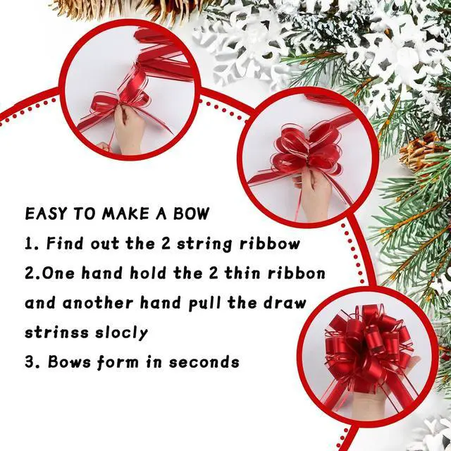 Alt view image 2 of 7 - 36 Pieces Black Pull Bow Wrapping Pull Bow Ribbon Pull Bows for Wedding Baskets,6 Inches Diameter Gift Bows, Large Bows for Presents. (Red)