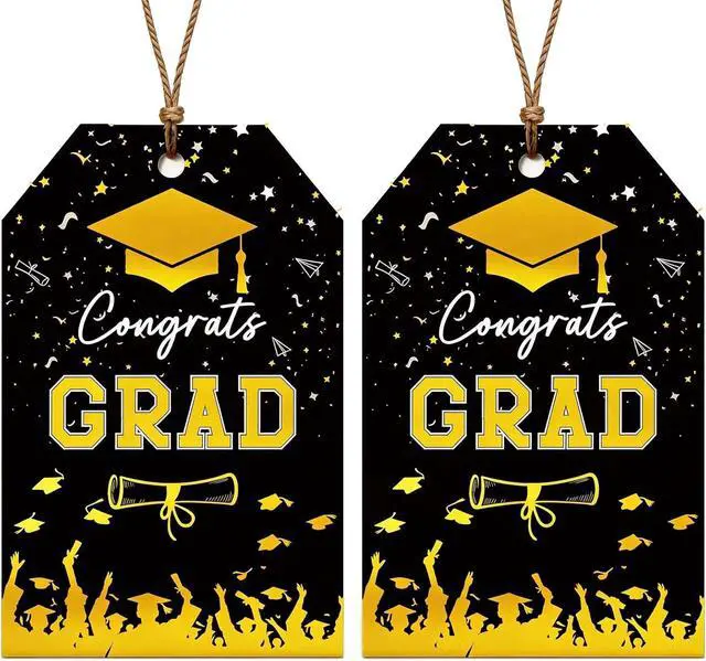 Main image of Graduation Gift Tags 2026, 50PCS Gold Foil Congrats Grad Tags with String, Class of 2026 Party Favor Tags for Graduation Party Decor & Gift Wrap (Black with Gold Foil)