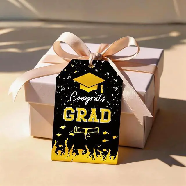 Alt view image 5 of 5 - Graduation Gift Tags 2026, 50PCS Gold Foil Congrats Grad Tags with String, Class of 2026 Party Favor Tags for Graduation Party Decor & Gift Wrap (Black with Gold Foil)
