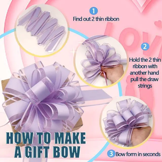 Alt view image 2 of 5 - FQTANJU 5 PCS 6 inches Light Purple Pull Bows, Bow for Gift Wrapping