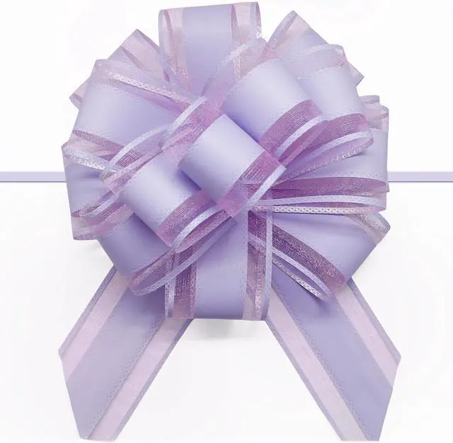 Main image of FQTANJU 5 PCS 6 inches Light Purple Pull Bows, Bow for Gift Wrapping
